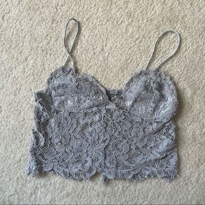 Charlotte russe light blue lace crop top (size small)